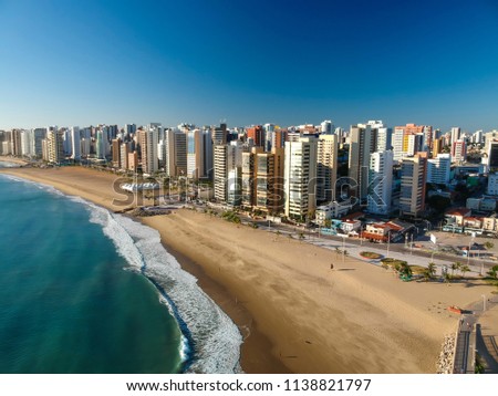 Aerial view of Fortaleza city beach, Ceara State, Brazil.