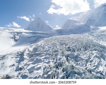 Aerial View Of Fossil Glacier In Tibet,China