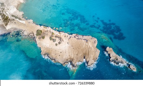 Aerial View Of Fourni Beach, Rodos Island, Aegean Greece