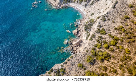 Aerial View Of Fourni Beach, Rodos Island, Aegean Greece