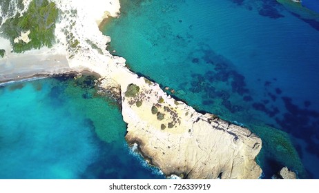 Aerial View Of Fourni Beach, Rodos Island, Aegean Greece