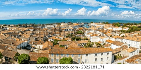 Aerial view of Saint-Martin-de-Ré, France on a sunny day with blue sky