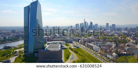 Aerial View Aerial View Frankfurt Main Skyline with Banks EZB European Central Bank
