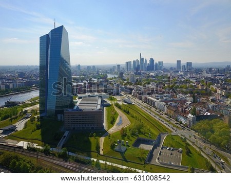 Aerial View Aerial View Frankfurt Main Skyline with Banks EZB European Central Bank