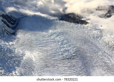 Aerial View Of Franz Josef Glacier From Helicopter In New Zealand