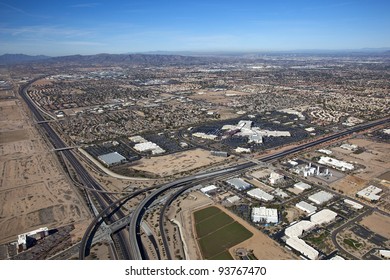 Aerial View Of Freeway Interchange In Chandler, Arizona