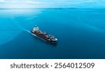 Aerial view of the freight shipping transport system cargo ship container. international transportation Export-import business, logistics, transportation industry concepts