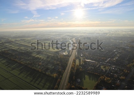Aerial view from the Frisian infrastructure, Netherlands. Photo is made from an air balloon.