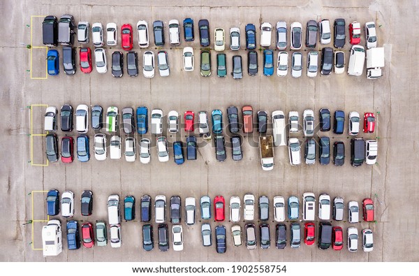 aerial view of full car\
park