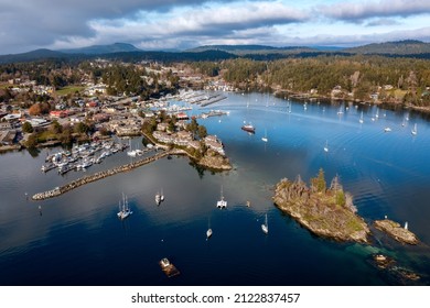 An Aerial View Of Ganges, Salt Spring Island, BC, Canada