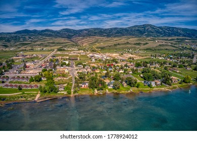 Aerial View Of Garden City, Utah On The Shore Of Bear Lake