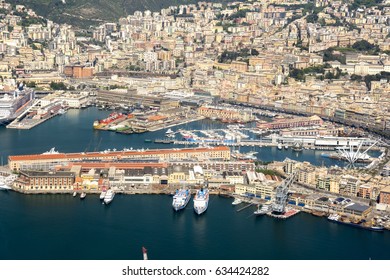 Aerial View Of Genoa City In Italy