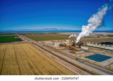 Aerial View of a Geothermal Energy Plant in the Imperial Valley of California near the Salton Sea