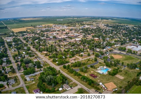 Aerial View of Gettysburg, South Dakota during Summer