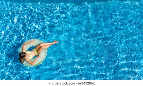 Aerial Top View Girl Swimming Pool Stock Photo 709238032 | Shutterstock