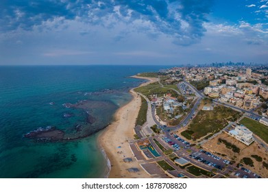 Aerial View Of The Givat Aliya Jaffa Beach, Israel.