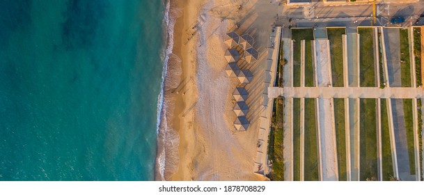 Aerial View Of The Givat Aliya Jaffa Beach, Israel.