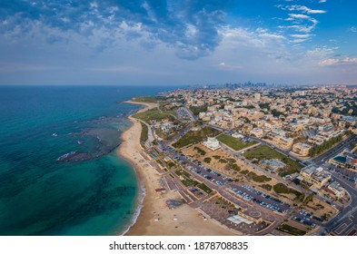 Aerial View Of The Givat Aliya Jaffa Beach, Israel.