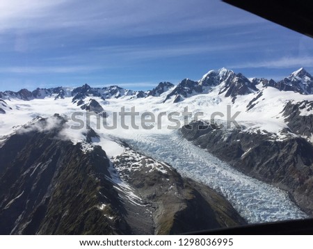 Aerial view of glacier taken from helicopter