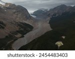 Aerial view of the glacier tongue near Mount Athabasca.