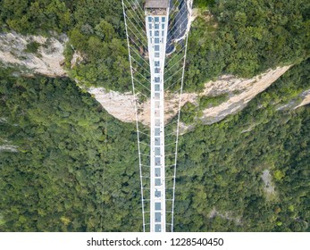 Aerial View Of Glass Bottom Bridge Zhangjiajie China