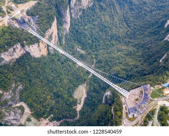 Aerial View Of Glass Bottom Bridge Zhangjiajie China