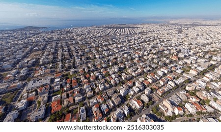 Aerial view of Glyfada and southern suburbs of Athens, Greece.