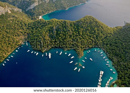 Aerial view of Gocek bays in Turkey