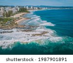 An aerial view of Gold Coast beaches from Snapper Rocks to Currumbin