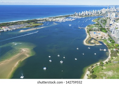 Aerial View Of Gold Coast Broadwater, Queensland, Australia