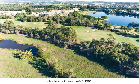 Aerial View Of Gold Course In Suburbia
