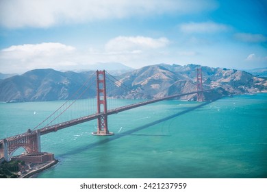 Aerial view of Golden Gate Bridge in San Francisco. - Powered by Shutterstock