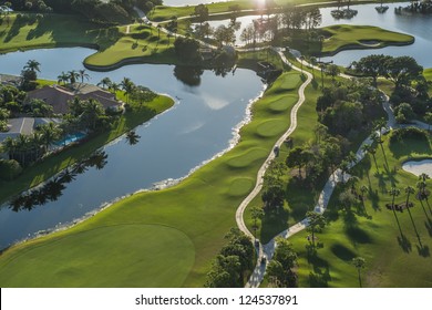 Aerial View Of Golf Community In Palm Beach County Florida