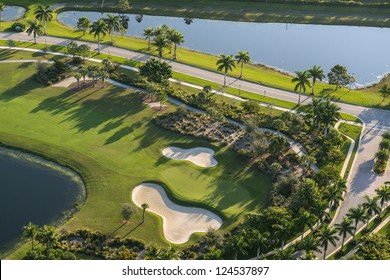 Aerial View Of Golf Community In Palm Beach County Florida