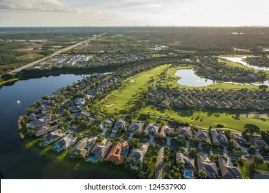 Aerial View Of Golf Community In Palm Beach County Florida