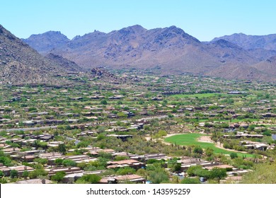 Aerial View Of A Golf Course In Scottsdale, Arizona