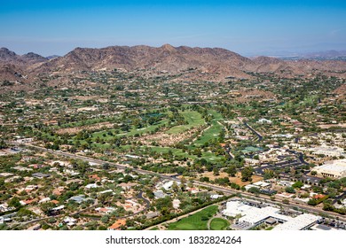 Aerial View Of Golf And Luxury Homes In Beautiful Paradise Valley, Arizona