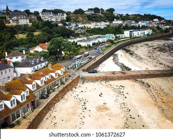 Aerial View Of Gorey Village And Beach In Jersey, Channel Islands