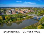 Aerial View of Grand Forks, North Dakota in Autumn