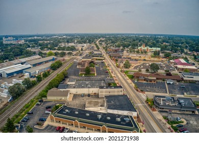 Aerial View Of The Grand Rapids Suburb Of Grandville, Michigan In Summer