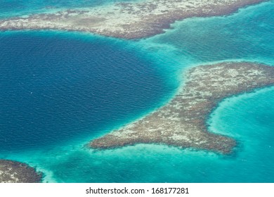 Aerial View Of The Great Blue Hole Of The Coast Of Belize