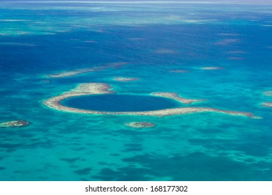 Aerial View Of The Great Blue Hole Of The Coast Of Belize