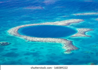 Aerial View Of The Great Blue Hole Of The Coast Of Belize