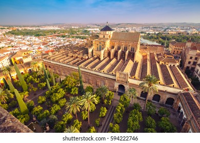 Aerial view of Great Mosque Mezquita - Catedral de Cordoba, Andalusia, Spain. - Shutterstock ID 594222746