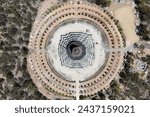 aerial view of The Great Stupa of Universal Compassion is a Buddhist monument. Bendigo, central Victoria. Australia