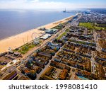 The aerial view of Great Yarmouth, a resort town on the east coast of England, in sunny summer day