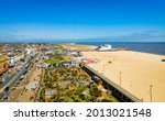 The aerial view of Great Yarmouth, a resort town on the east coast of England, in sunny summer day