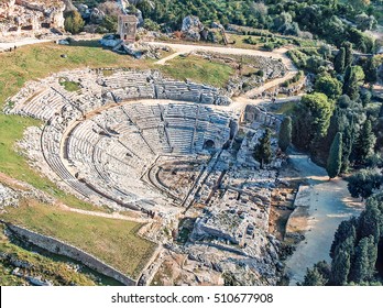Aerial view of Greek Theatre of Syracuse Sicily - Shutterstock ID 510677908