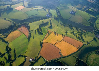 Aerial View Of Green Countryside In Somerset, UK