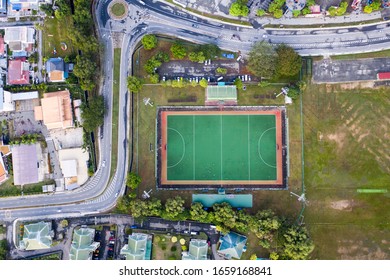 Aerial View Of Green Field Hockey